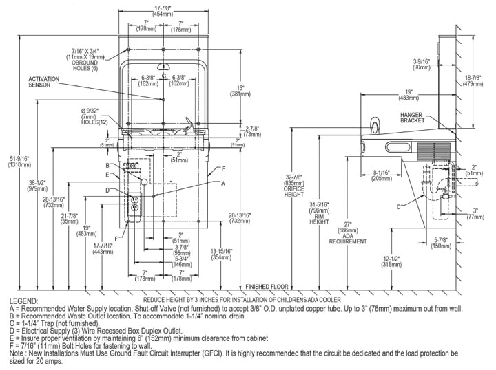 Elkay LZS8WSSK Measurement Diagram