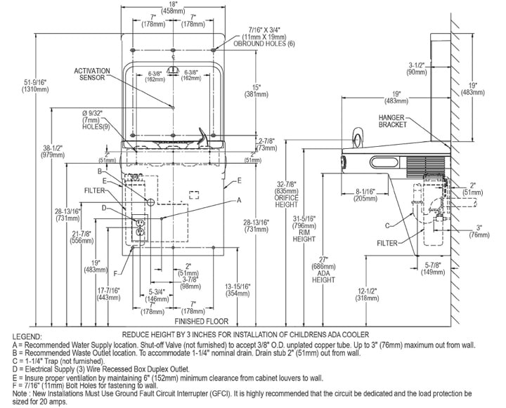 Elkay LZS8WSSP Measurement Diagram