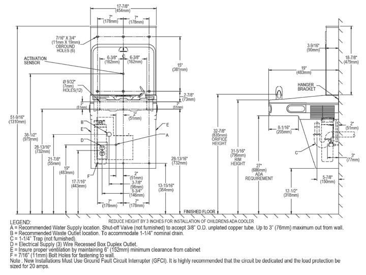 Elkay LZSDWSLK Measurement Diagram