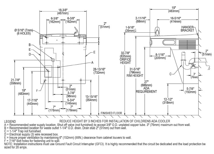 Elkay LZSG8L Measurement Diagram