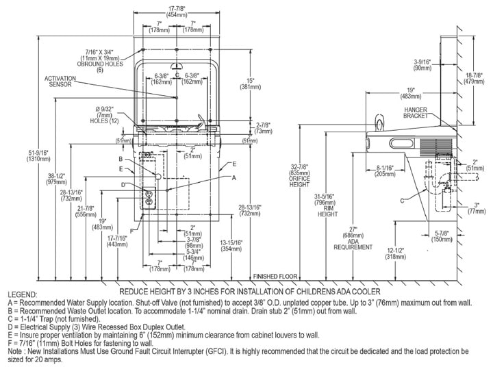 Elkay LZSG8WSLK Measurement Diagram