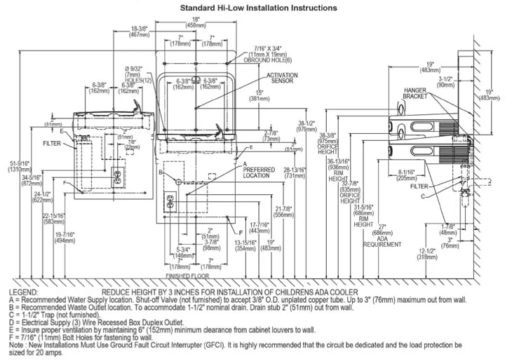 Elkay LZSTL8WSLP Measurement Diagram