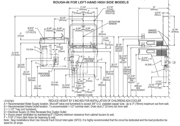 Elkay LZSTLDDWSLK Measurement Diagram