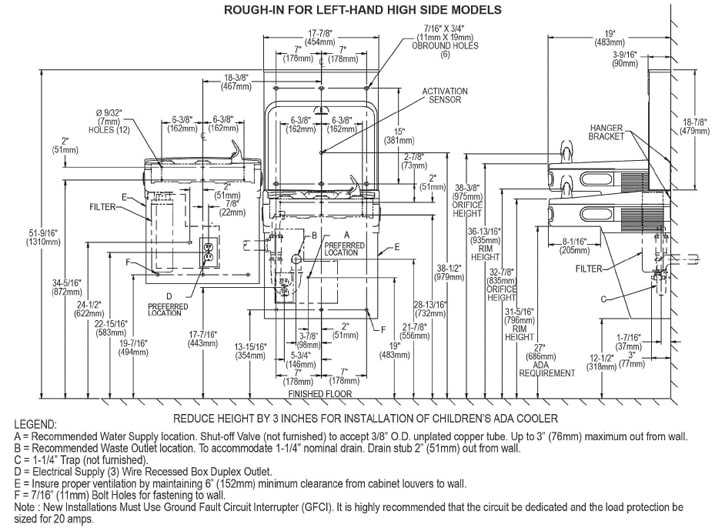 Elkay LZSTLG8WSLK Measurement Diagram