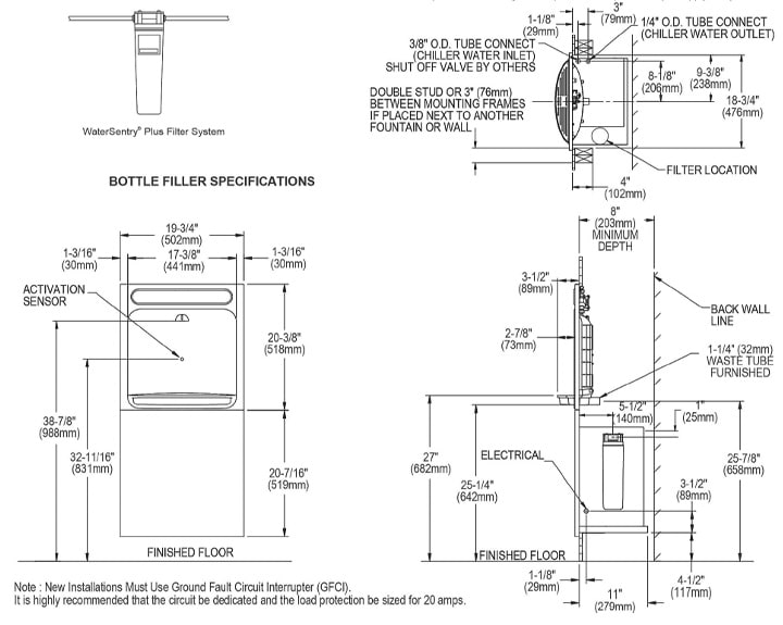 Elkay LZWSMDK InWall EZH2O Bottle Filling Station (Filtered, Non