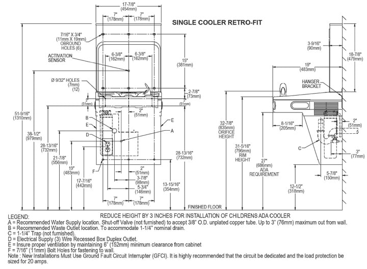 Elkay LZWSRK Measurement Diagram