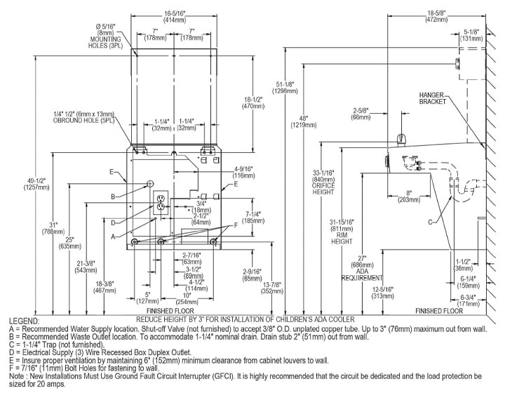 Elkay VRC8WSK Measurement Diagram