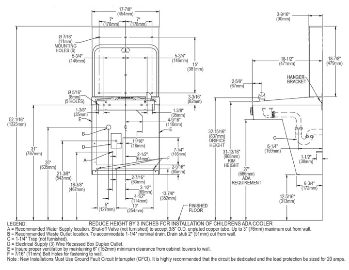 Elkay VRCGRN8WSK Measurement Diagram