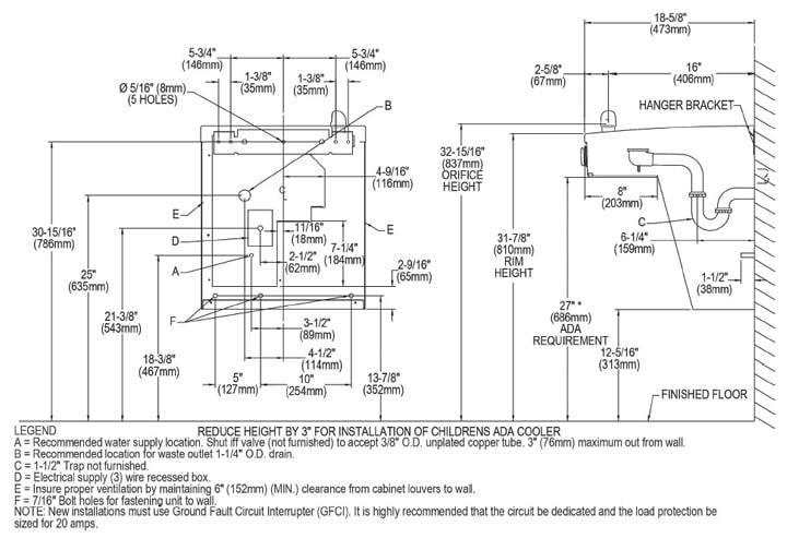 Elkay VRCGRN8 Measurement Diagram