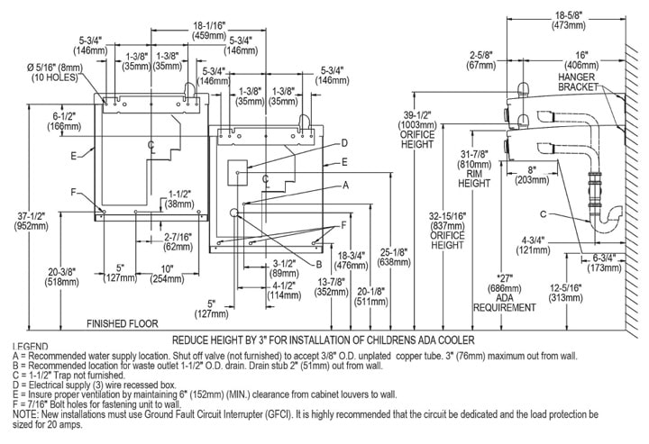 Elkay VRCTL8SC Measurement Diagram