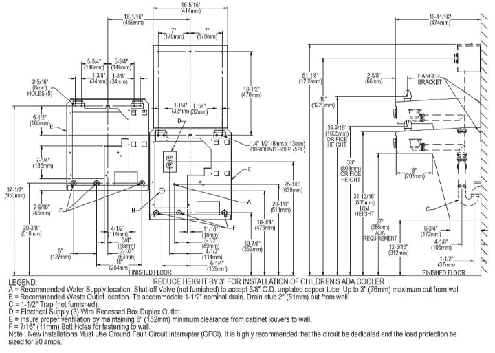 Elkay VRCTL8WSK Measurement Diagram