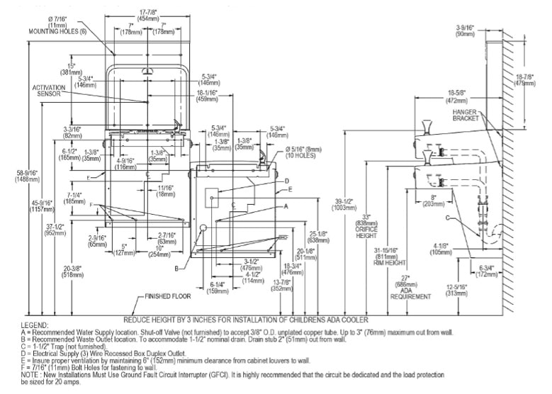 Halsey_Taylor HTHB-HAC8BLPV-NF Measurement Diagram