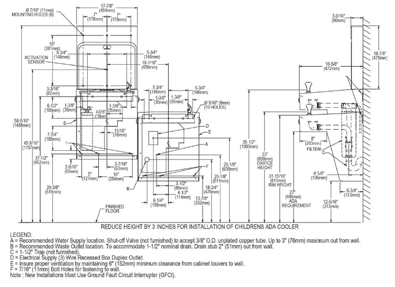 Halsey_Taylor HTHB-HAC8BLPV-WF Measurement Diagram