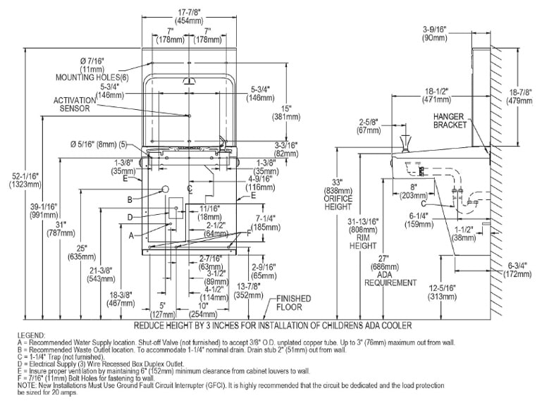 Halsey_Taylor HTHB-HAC8PV-NF Measurement Diagram