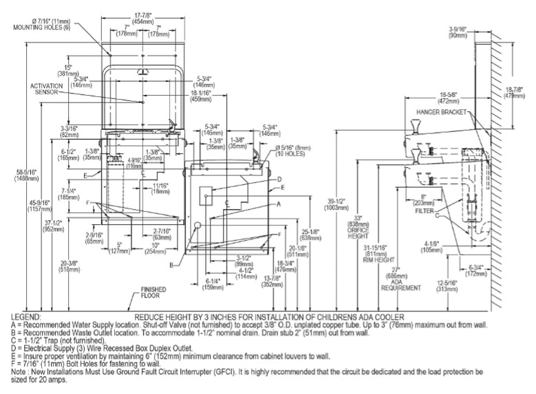 Halsey_Taylor HTHB-HACG8BLSS-WF Measurement Diagram