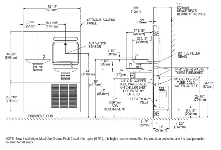 Halsey_Taylor HTHBWF-OVLSER-I Measurement Diagram