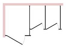 Left Corner Toilet Stall Layout with Extended ADA