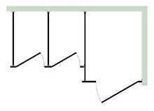 Right Corner Toilet Stall Layout with Extended ADA