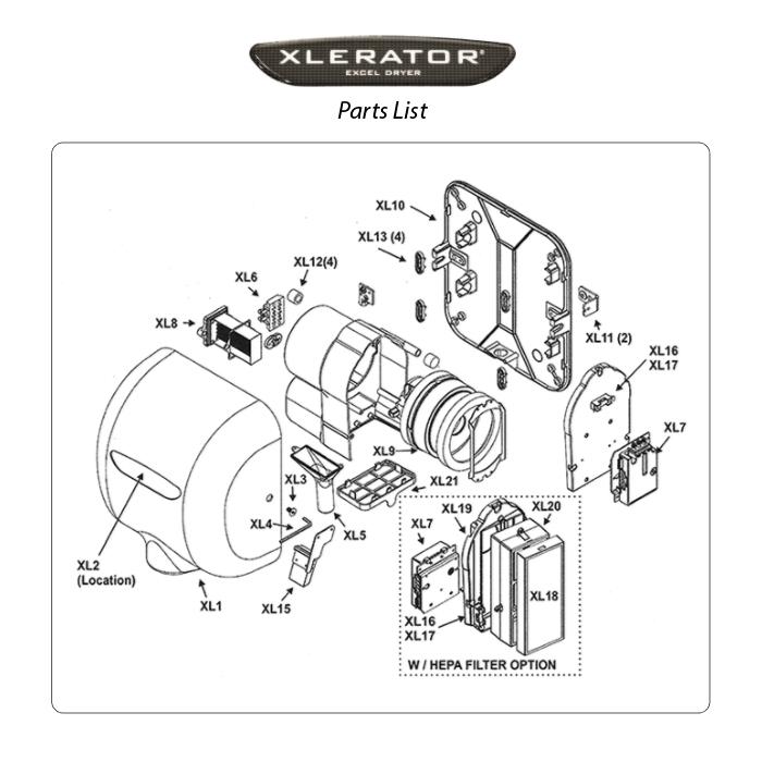 Excel Dryer XLERATOR parts diagram