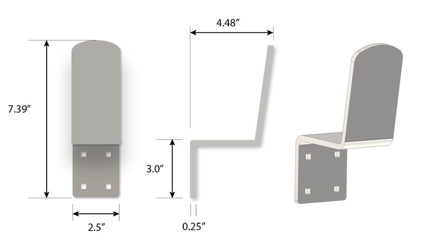 The ArmPull is about 7 and a half inches tall, 2 and a half inches wide and 4 and a half inches deep.