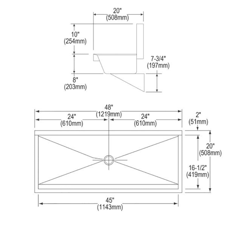 Measurements for Elkay EWMA4820SACTMC Two Station Wash Sink