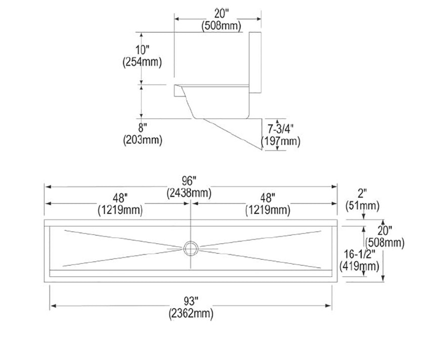 Measurements for Elkay EWMA9620SACTMC Four Station Wash Sink