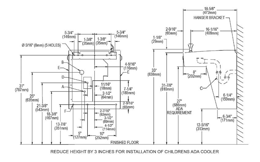 Measurements for Halsey Taylor HAC8EESS-NF Water Cooler