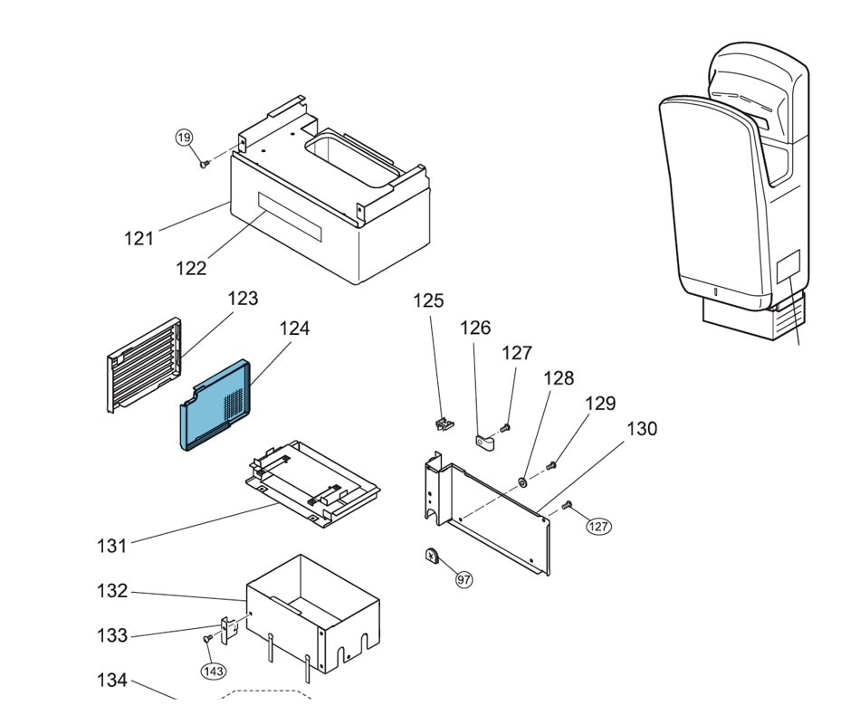 Diagram for placement of M45-664-843 air filter