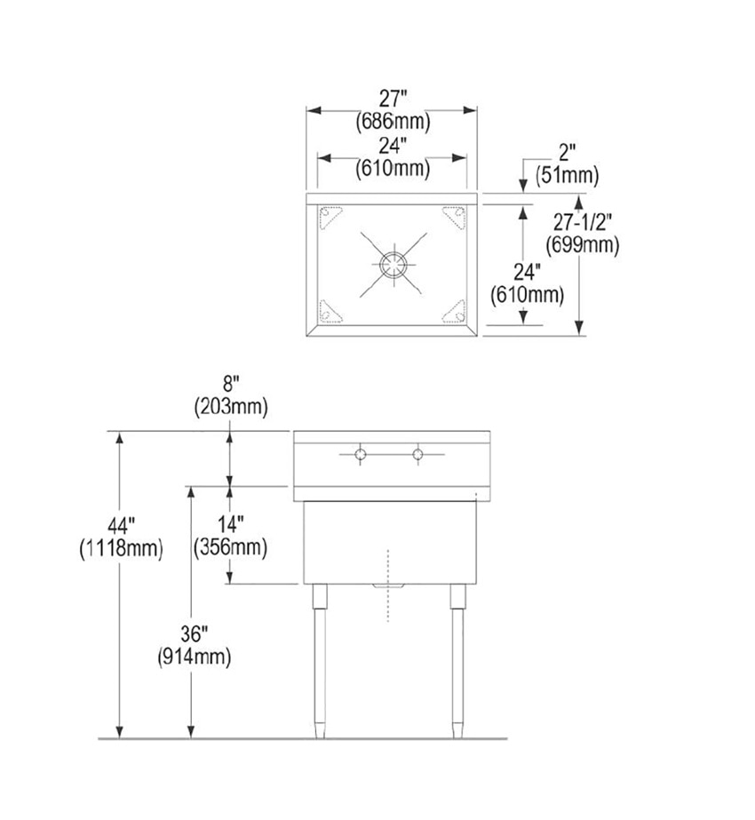 Measurements for Elkay SS81242 Scullery Sink