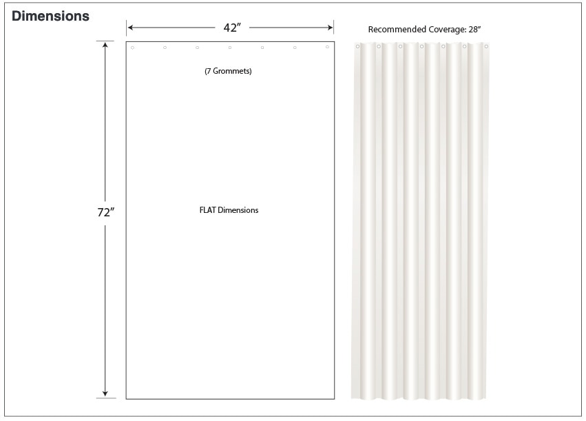 Measurement Diagram for ASI 10-1200-V42 Vinyl Shower Curtain