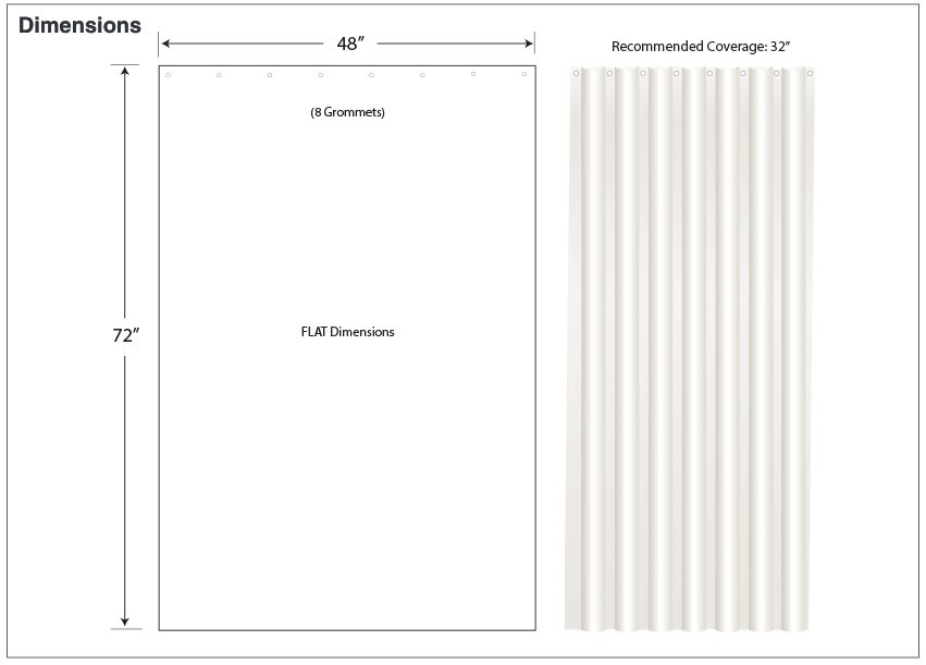 Measurement Diagram for ASI 10-1200-V48 Vinyl Shower Curtain