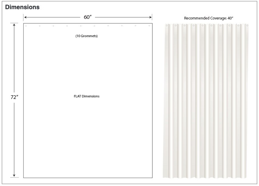 Measurement Diagram for ASI 10-1200-V60 Vinyl Shower Curtain