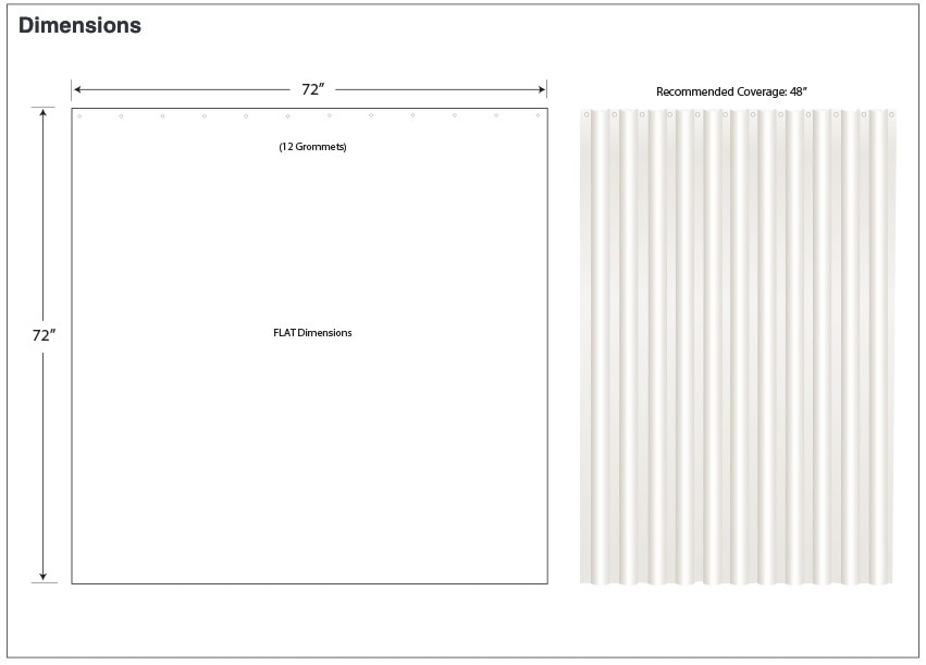 Measurement Diagram for ASI 10-1200-V72 Vinyl Shower Curtain