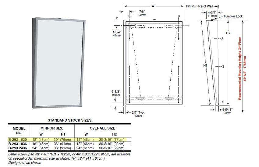 ASI 293-1830 Measurement Diagram