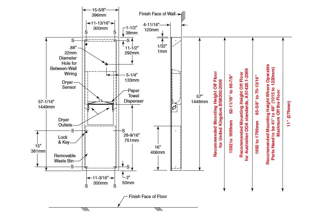 The Bobrick B-380309 is 15-5/8