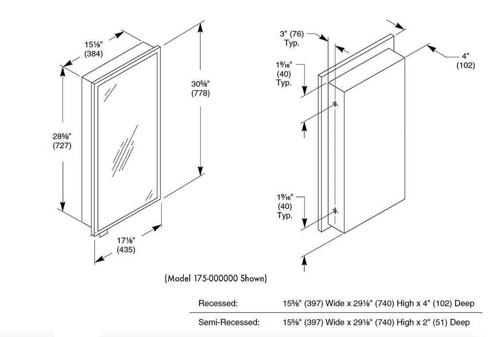 Measurement Diagram for Bradley 175-100000