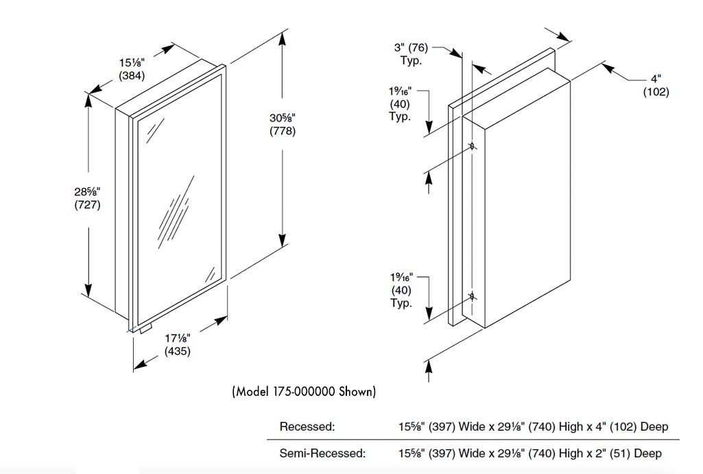 Measurement Diagram for Bradley 175-110000