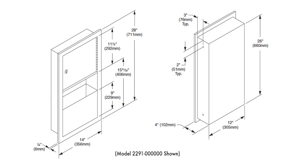 Measurement Diagram for Bradley 2291-000000