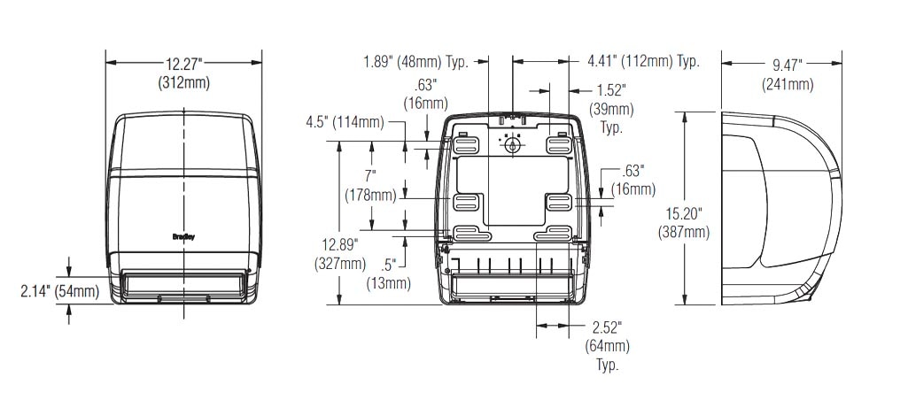 Measurement Diagram for Bradley 2494-000000