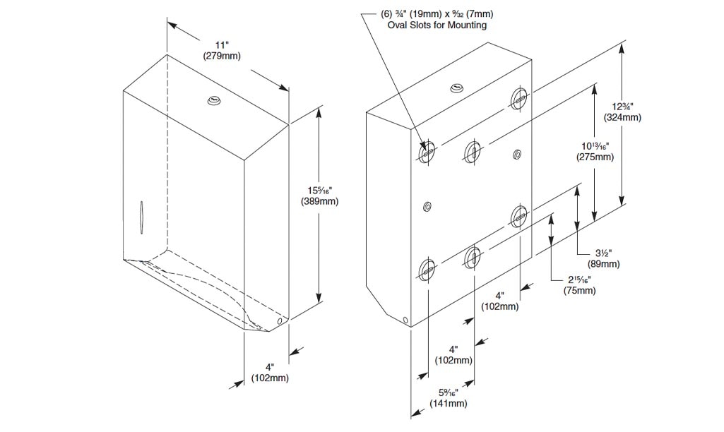 Measurement Diagram for Bradley 250-150000