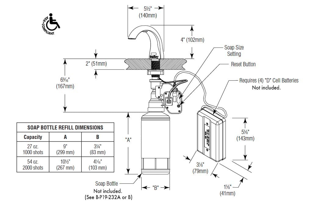 Measurement Diagram for Bradley 6315-000000