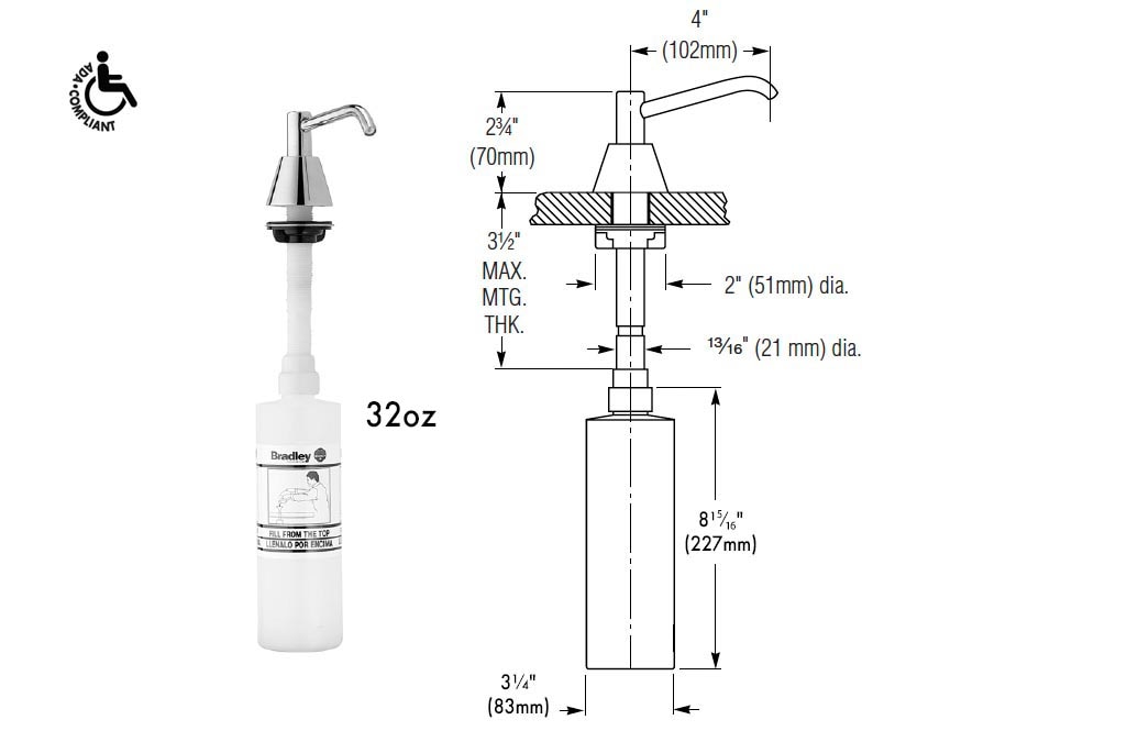 Measurement Diagram for Bradley 6324-680000