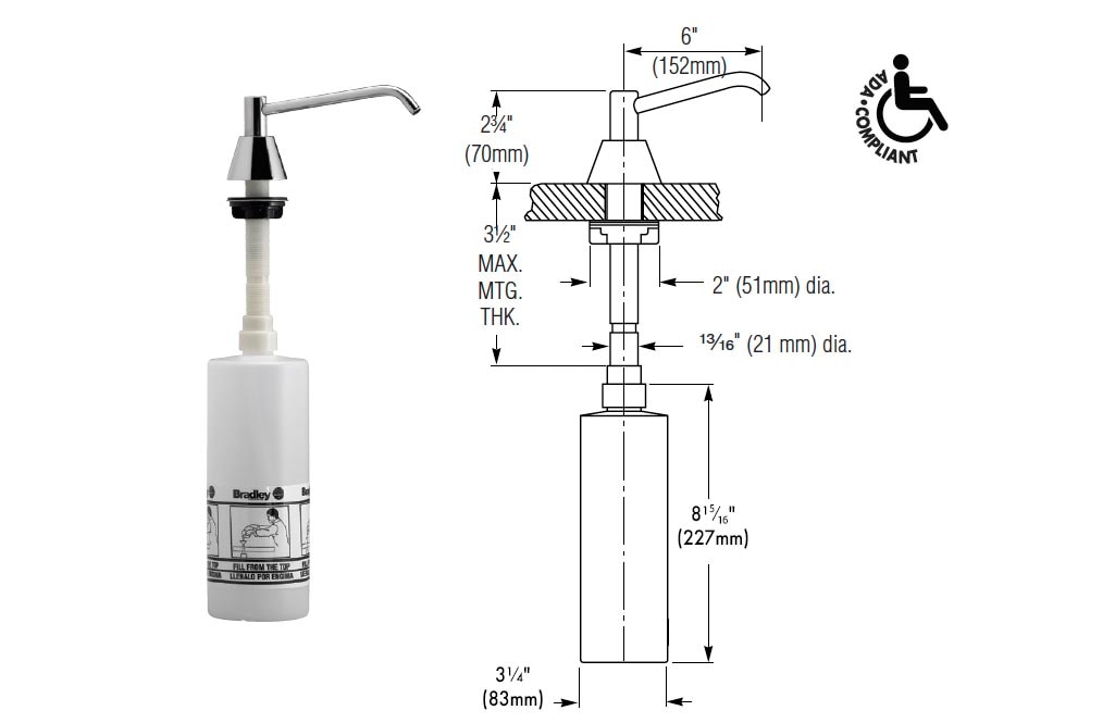 Measurement Diagram for Bradley 6326-680000