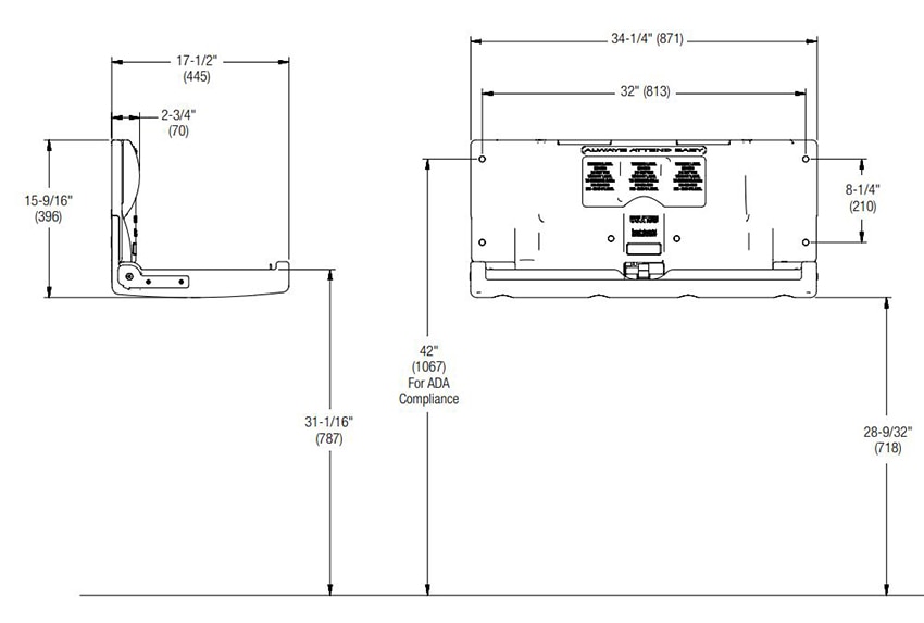 Measurement Diagram for Bradley 9631-000000