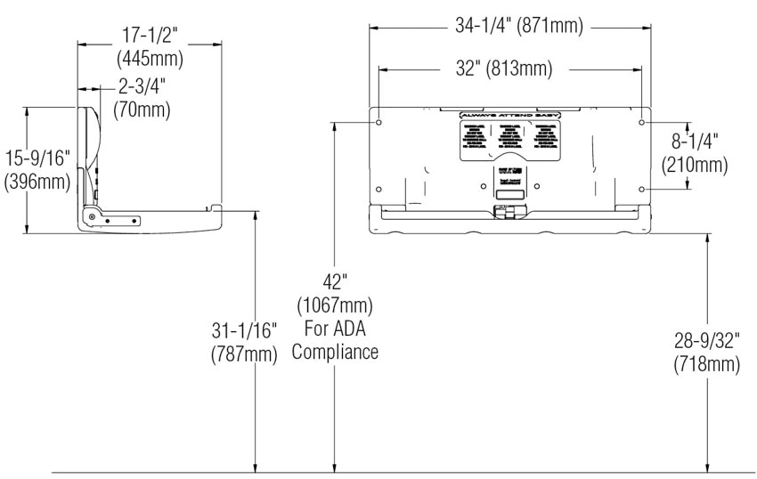 Measurement Diagram for Bradley 9632-000000