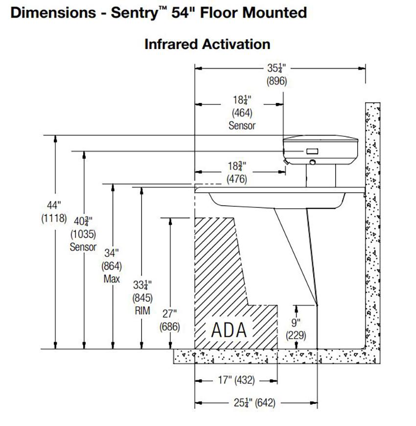 Measurement Diagram for Bradley S93-633