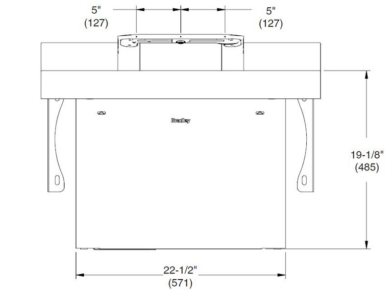 Measurements for Bradley OmniDeck™ with WashBar® - 5000 Series - 1-Person