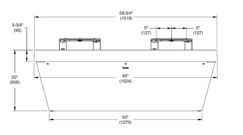 Measurements for Bradley Verge® with WashBar Technology 2 Person