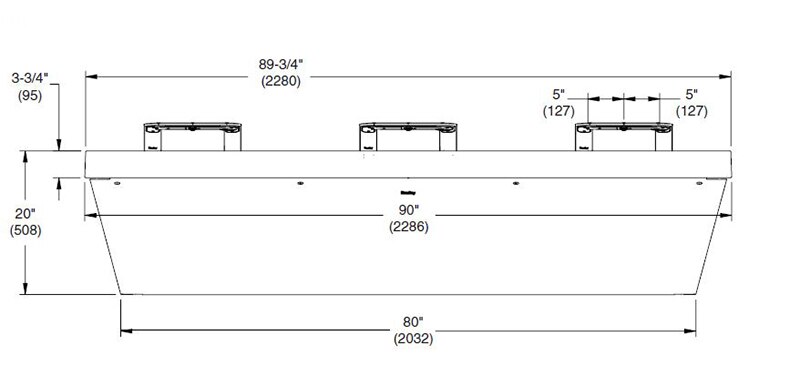 Measurements for Bradley Verge® with WashBar Technology 3-Station
