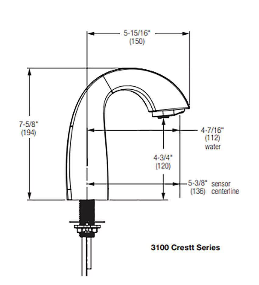 Measurements for Bradley Verge Crestt Series Faucet